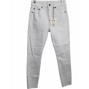 Pistola Jeans Womens 26 Aline Hi Rise Skinny White Polarize Stretch Raw Hemline